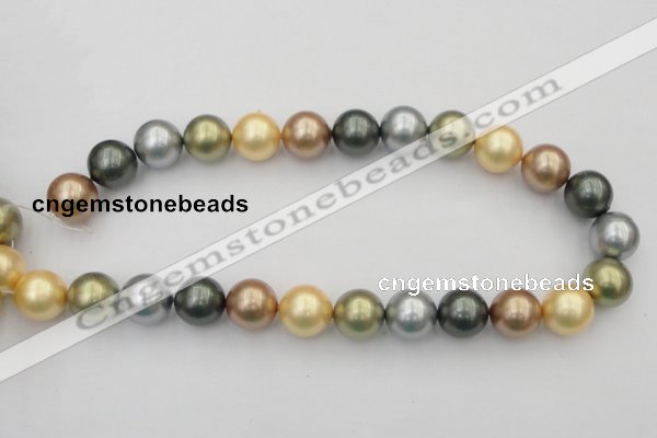 CSB395 15.5 inches 16mm round mixed color shell pearl beads