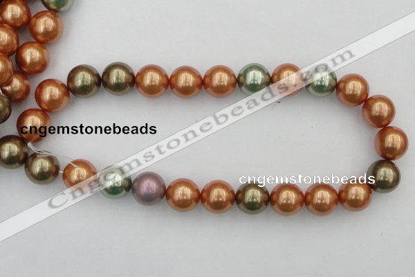 CSB397 15.5 inches 16mm round mixed color shell pearl beads