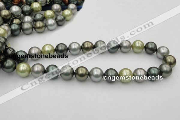 CSB398 15.5 inches 16mm round mixed color shell pearl beads