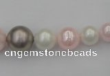 CSB406 15.5 inches 8mm - 16mm round mixed color shell pearl beads