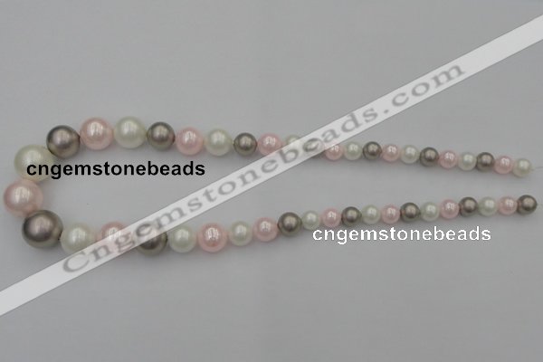 CSB406 15.5 inches 8mm - 16mm round mixed color shell pearl beads