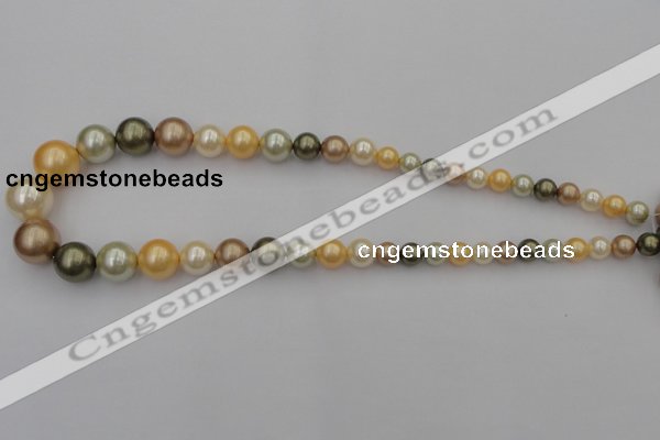 CSB407 15.5 inches 8mm - 16mm round mixed color shell pearl beads