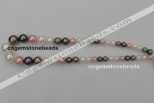 CSB408 15.5 inches 8mm - 16mm round mixed color shell pearl beads