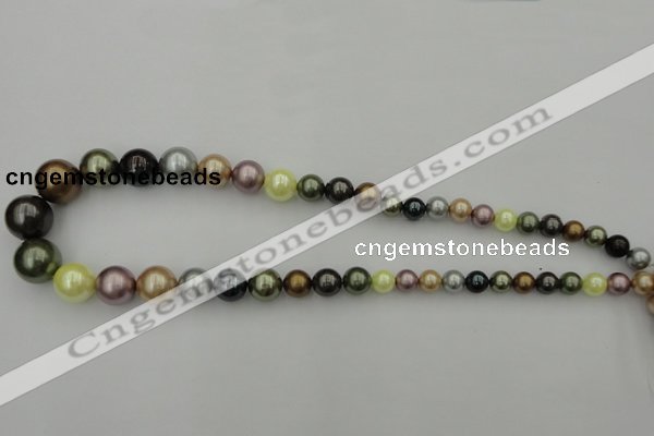 CSB409 15.5 inches 8mm - 16mm round mixed color shell pearl beads