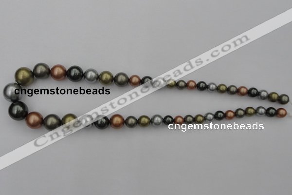 CSB410 15.5 inches 8mm - 16mm round mixed color shell pearl beads