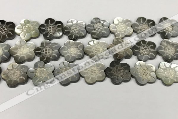 CSB4108 15.5 inches 20mm carved flower abalone shell beads