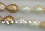 CSB415 12*15.5mm faceted teardrop mixed color shell pearl beads