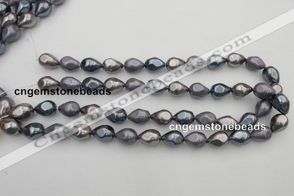 CSB418 12*15.5mm faceted teardrop mixed color shell pearl beads