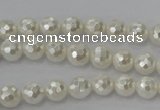 CSB450 15.5 inches 6mm faceted round shell pearl beads