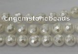 CSB451 15.5 inches 8mm faceted round shell pearl beads