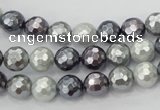 CSB460 15.5 inches 8mm faceted round mixed color shell pearl beads