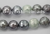 CSB461 15.5 inches 10mm faceted round mixed color shell pearl beads