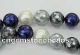 CSB481 15.5 inches 10mm faceted round mixed color shell pearl beads