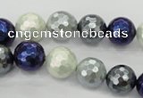 CSB482 15.5 inches 12mm faceted round mixed color shell pearl beads