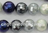 CSB484 15.5 inches 16mm faceted round mixed color shell pearl beads