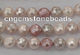 CSB490 15.5 inches 8mm faceted round mixed color shell pearl beads