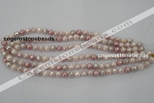 CSB490 15.5 inches 8mm faceted round mixed color shell pearl beads