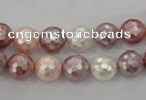 CSB491 15.5 inches 10mm faceted round mixed color shell pearl beads