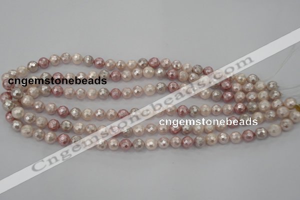 CSB491 15.5 inches 10mm faceted round mixed color shell pearl beads