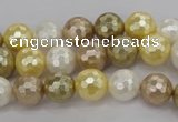 CSB521 15.5 inches 10mm faceted round mixed color shell pearl beads