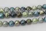 CSB529 15.5 inches 6mm faceted round mixed color shell pearl beads