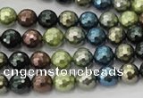 CSB530 15.5 inches 8mm faceted round mixed color shell pearl beads