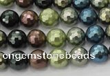 CSB532 15.5 inches 12mm faceted round mixed color shell pearl beads