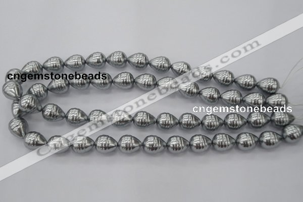 CSB550 15.5 inches 12*15mm whorl teardrop shell pearl beads