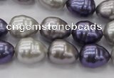 CSB551 15.5 inches 12*15mm whorl teardrop mixed color shell pearl beads