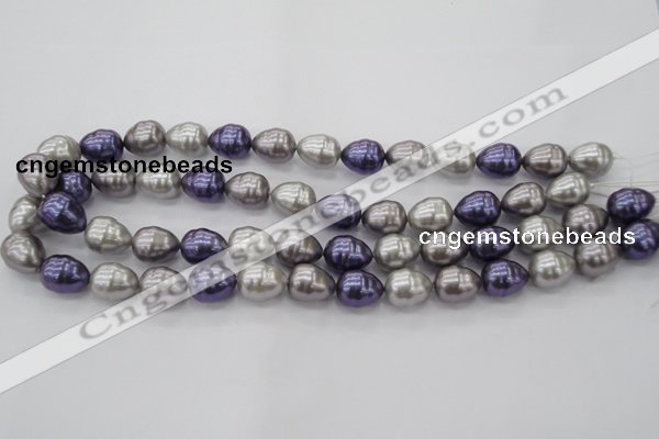 CSB551 15.5 inches 12*15mm whorl teardrop mixed color shell pearl beads