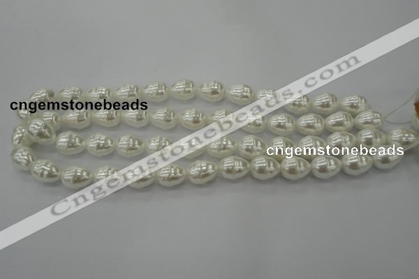 CSB557 15.5 inches 12*15mm whorl teardrop shell pearl beads