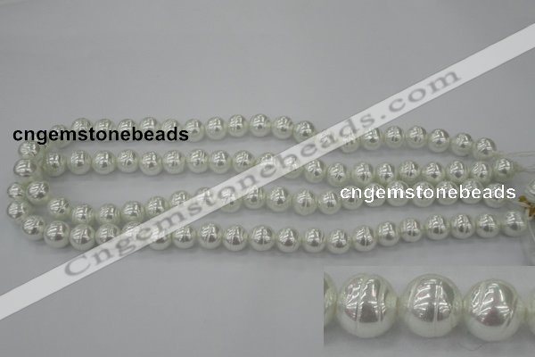 CSB600 15.5 inches 10mm whorl round shell pearl beads