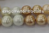 CSB611 15.5 inches 12mm whorl round mixed color shell pearl beads