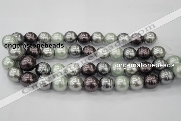 CSB651 15.5 inches 18mm whorl round mixed color shell pearl beads