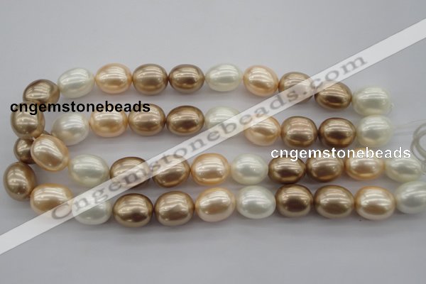 CSB678 15.5 inches 16*19mm oval mixed color shell pearl beads