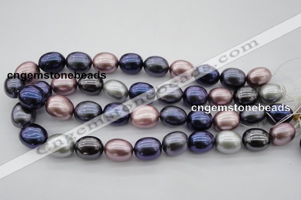 CSB680 15.5 inches 16*19mm oval mixed color shell pearl beads