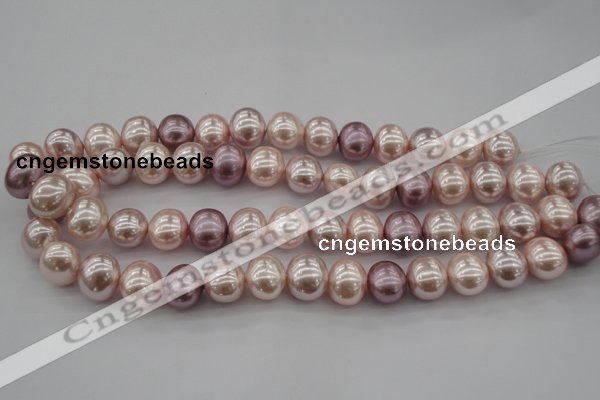 CSB693 15.5 inches 13*15mm oval mixed color shell pearl beads