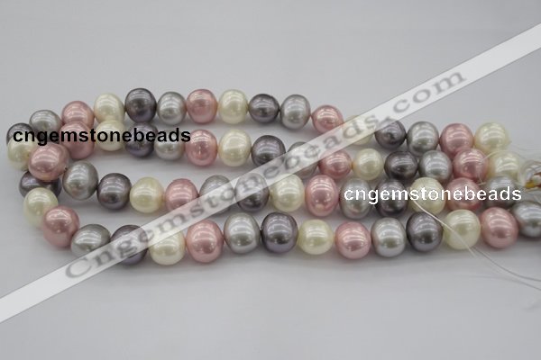 CSB694 15.5 inches 13*15mm oval mixed color shell pearl beads