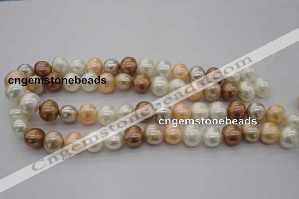 CSB695 15.5 inches 13*15mm oval mixed color shell pearl beads