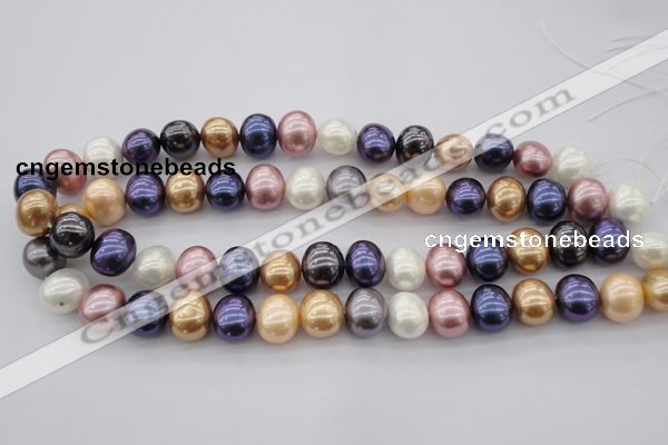 CSB696 15.5 inches 13*15mm oval mixed color shell pearl beads