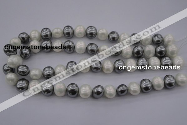 CSB697 15.5 inches 13*15mm oval mixed color shell pearl beads