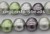 CSB698 15.5 inches 13*15mm oval mixed color shell pearl beads