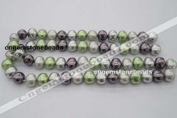 CSB698 15.5 inches 13*15mm oval mixed color shell pearl beads