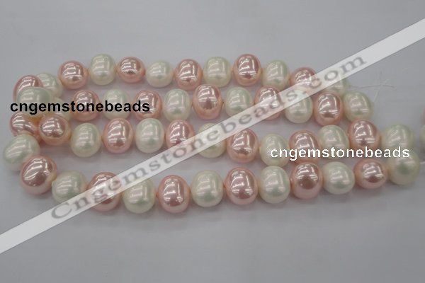CSB712 15.5 inches 16*19mm oval mixed color shell pearl beads