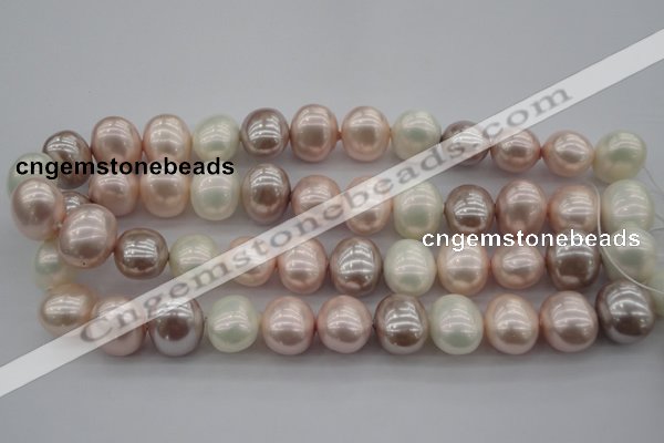 CSB713 15.5 inches 16*19mm oval mixed color shell pearl beads