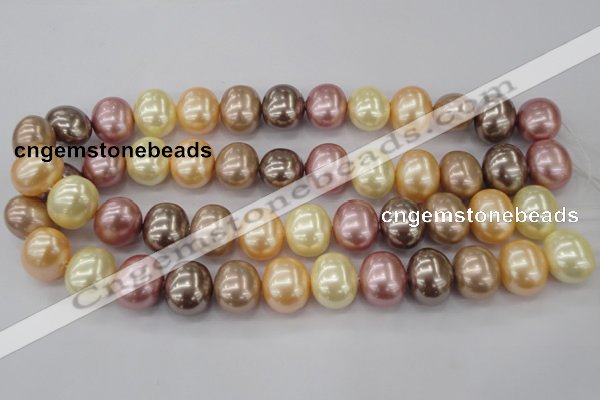 CSB715 15.5 inches 16*19mm oval mixed color shell pearl beads