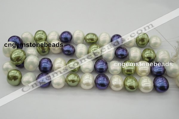 CSB717 15.5 inches 16*19mm oval mixed color shell pearl beads