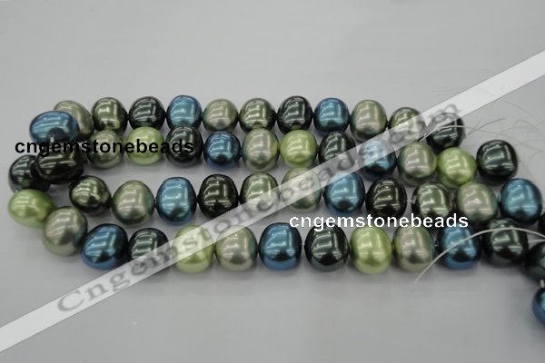 CSB719 15.5 inches 16*19mm oval mixed color shell pearl beads