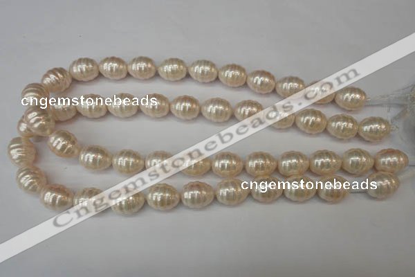 CSB885 15.5 inches 13*16mm whorl teardrop shell pearl beads wholesale