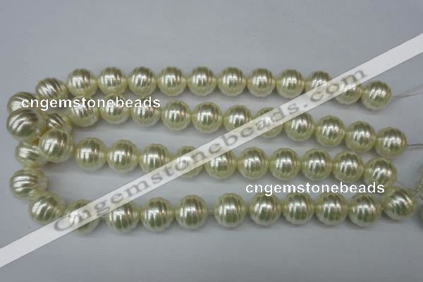 CSB896 15.5 inches 16mm whorl round shell pearl beads wholesale